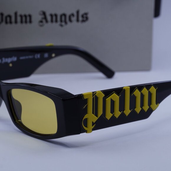 Palm Angels PERI007 ANGEL 1018 Rectangle Sunglasses - Black/Yellow - Picture 4 of 11